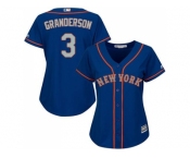 Women's New York Mets #3 Curtis Granderson Blue(Grey NO.) Alternate Stitched MLB Jersey