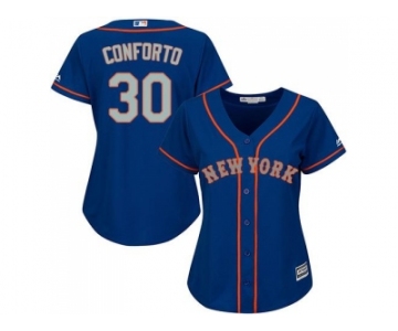 Women's New York Mets #30 Michael Conforto Blue(Grey NO.) Alternate Stitched MLB Jersey