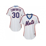 Women's New York Mets #30 Michael Conforto White(Blue Strip) Alternate Stitched MLB Jersey