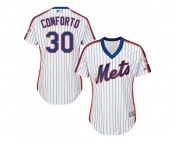 Women's New York Mets #30 Michael Conforto White(Blue Strip) Alternate Stitched MLB Jersey