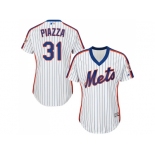 Women's New York Mets #31 Mike Piazza White(Blue Strip) Alternate Stitched MLB Jersey