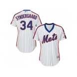 Women's New York Mets #34 Noah Syndergaard White(Blue Strip) Alternate Stitched MLB Jersey