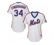 Women's New York Mets #34 Noah Syndergaard White(Blue Strip) Alternate Stitched MLB Jersey