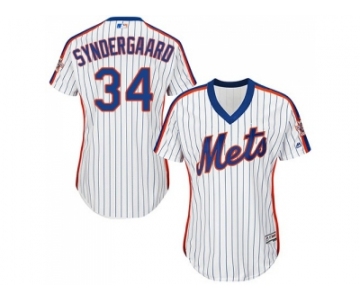 Women's New York Mets #34 Noah Syndergaard White(Blue Strip) Alternate Stitched MLB Jersey