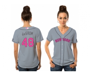 Women''s New York Mets #48 Jacob deGrom Gray Road 2016 Mother''s Day Cool Base Jersey