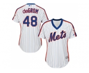 Women's New York Mets #48 Jacob deGrom White(Blue Strip) Alternate Stitched MLB Jersey