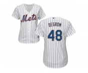 Women's New York Mets #48 Jacob deGrom White(Blue Strip) Home Stitched MLB Jersey