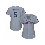 Women's New York Mets #5 David Wright Grey Road Stitched MLB Jersey