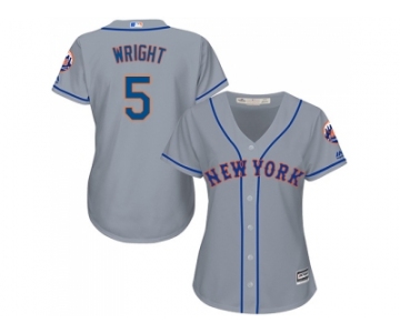 Women's New York Mets #5 David Wright Grey Road Stitched MLB Jersey