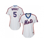 Women's New York Mets #5 David Wright White(Blue Strip) AlternateStitched MLB Jersey