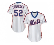 Women's New York Mets #52 Yoenis Cespedes White(Blue Strip) Alternate Stitched MLB Jersey