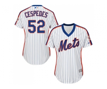 Women's New York Mets #52 Yoenis Cespedes White(Blue Strip) Alternate Stitched MLB Jersey