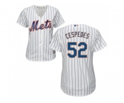 Women's New York Mets #52 Yoenis Cespedes White(Blue Strip) Home Stitched MLB Jersey