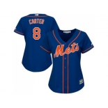 Women's New York Mets #8 Gary Carter Blue Alternate Stitched MLB Jersey