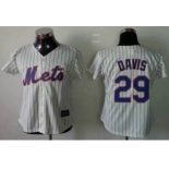 women mlb jerseys new york mets #29 davis cream(blue strip)