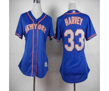 women mlb jerseys new york mets #33 harvey blue[number grey]