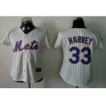 women mlb jerseys new york mets #33 harvey cream(blue stripe)