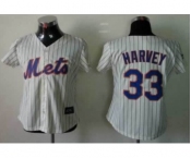 women mlb jerseys new york mets #33 harvey cream(blue stripe)