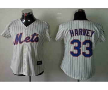 women mlb jerseys new york mets #33 harvey cream(blue stripe)