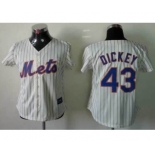 women mlb jerseys new york mets #43 dickey cream(blue stripe)