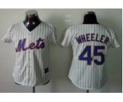 women mlb jerseys new york mets #45 Wheeler cream(blue stripe)