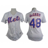 women mlb jerseys new york mets #48 degrom white[blue strip]