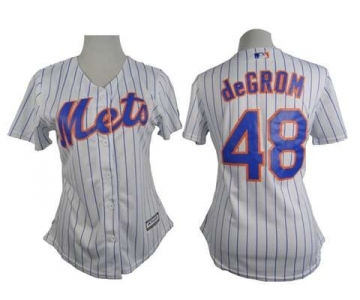 women mlb jerseys new york mets #48 degrom white[blue strip]