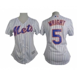 women mlb jerseys new york mets #5 wricht white[blue strip]