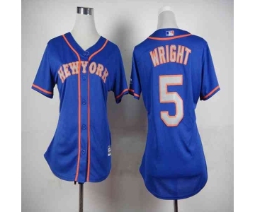 women mlb jerseys new york mets #5 wright blue[number silver]