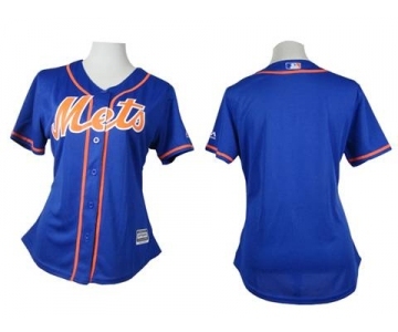 women mlb jerseys new york mets blank blue(number orange)