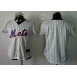 women mlb jerseys new york mets blank cream(blue strip)