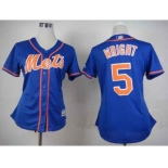 women mlb new york mets #5 david wright blue(number orange)