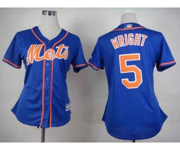 women mlb new york mets #5 david wright blue(number orange)