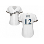 Women Majestic Milwaukee Brewers #12 Stephen Vogt Authentic White Home Cool Base MLB Jersey