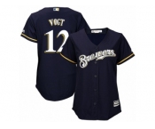 Women Majestic Milwaukee Brewers #12 Stephen Vogt Replica Navy Blue Alternate Cool Base MLB Jersey