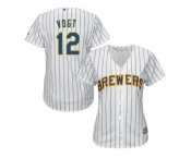 Women Majestic Milwaukee Brewers #12 Stephen Vogt Replica White Alternate Cool Base MLB Jersey