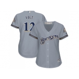 Women Milwaukee Brewers #12 Stephen Vogt Grey Road Stitched MLB Jersey