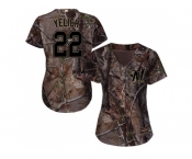 Women Milwaukee Brewers #22 Christian Yelich Camo Realtree Collection Cool Base Stitched MLB Jersey