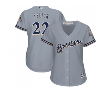 Women Milwaukee Brewers #22 Christian Yelich Grey Road Stitched MLB Jersey