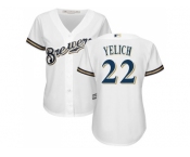 Women Milwaukee Brewers #22 Christian Yelich White Home Stitched MLB Jersey