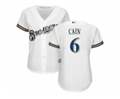 Women Milwaukee Brewers #6 Lorenzo Cain White Home Stitched MLB Jersey