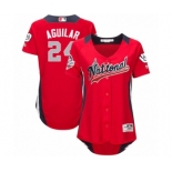 Women's Majestic Milwaukee Brewers #24 Jesus Aguilar Game Red National League 2018 MLB All-Star MLB Jersey