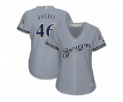 Women's Majestic Milwaukee Brewers #46 Corey Knebel Replica Grey Road Cool Base MLB Jersey