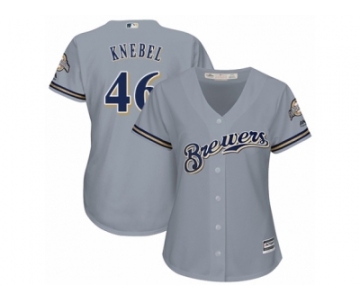 Women's Majestic Milwaukee Brewers #46 Corey Knebel Replica Grey Road Cool Base MLB Jersey