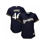 Women's Majestic Milwaukee Brewers #46 Corey Knebel Replica Navy Blue Alternate Cool Base MLB Jersey