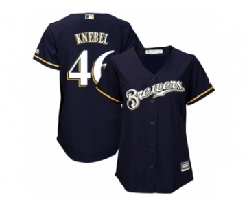 Women's Majestic Milwaukee Brewers #46 Corey Knebel Replica Navy Blue Alternate Cool Base MLB Jersey