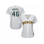 Women's Majestic Milwaukee Brewers #46 Corey Knebel Replica White Alternate Cool Base MLB Jersey