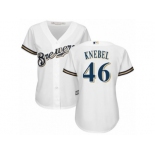 Women's Majestic Milwaukee Brewers #46 Corey Knebel Replica White Home Cool Base MLB Jersey