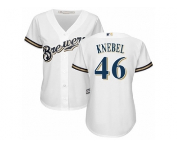 Women's Majestic Milwaukee Brewers #46 Corey Knebel Replica White Home Cool Base MLB Jersey