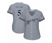 Women's Majestic Milwaukee Brewers #5 Jonathan Villar Authentic Grey Road Cool Base MLB Jersey